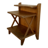 Chevet en bois clair avec croisillons et 3 plateaux, vers 1950