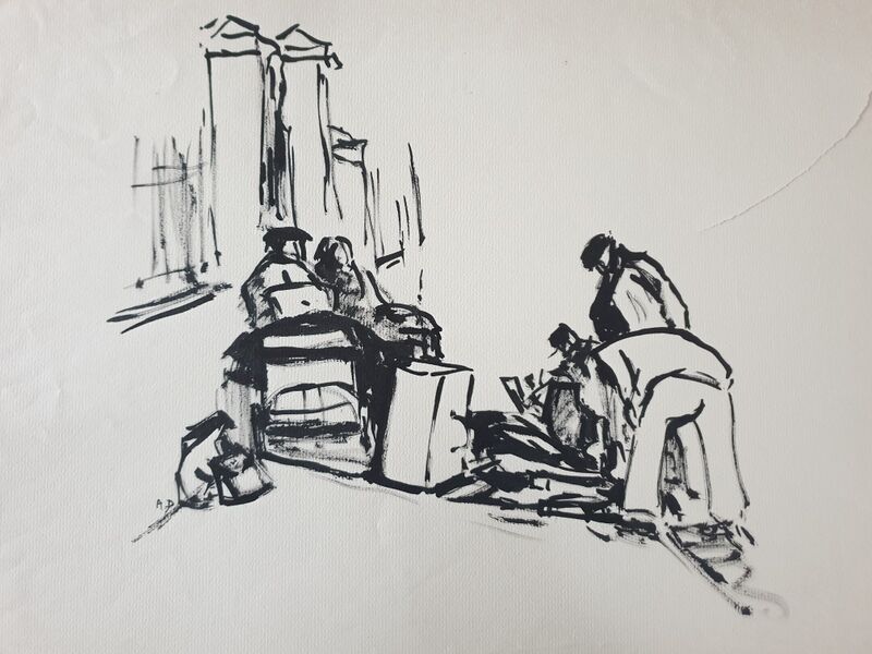 André Duculty (1912-1990) India ink on paper "The return of sinners" Monogrammed at the bottom