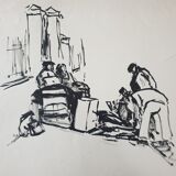 André Duculty (1912-1990) India ink on paper "The return of sinners" Monogrammed at the bottom