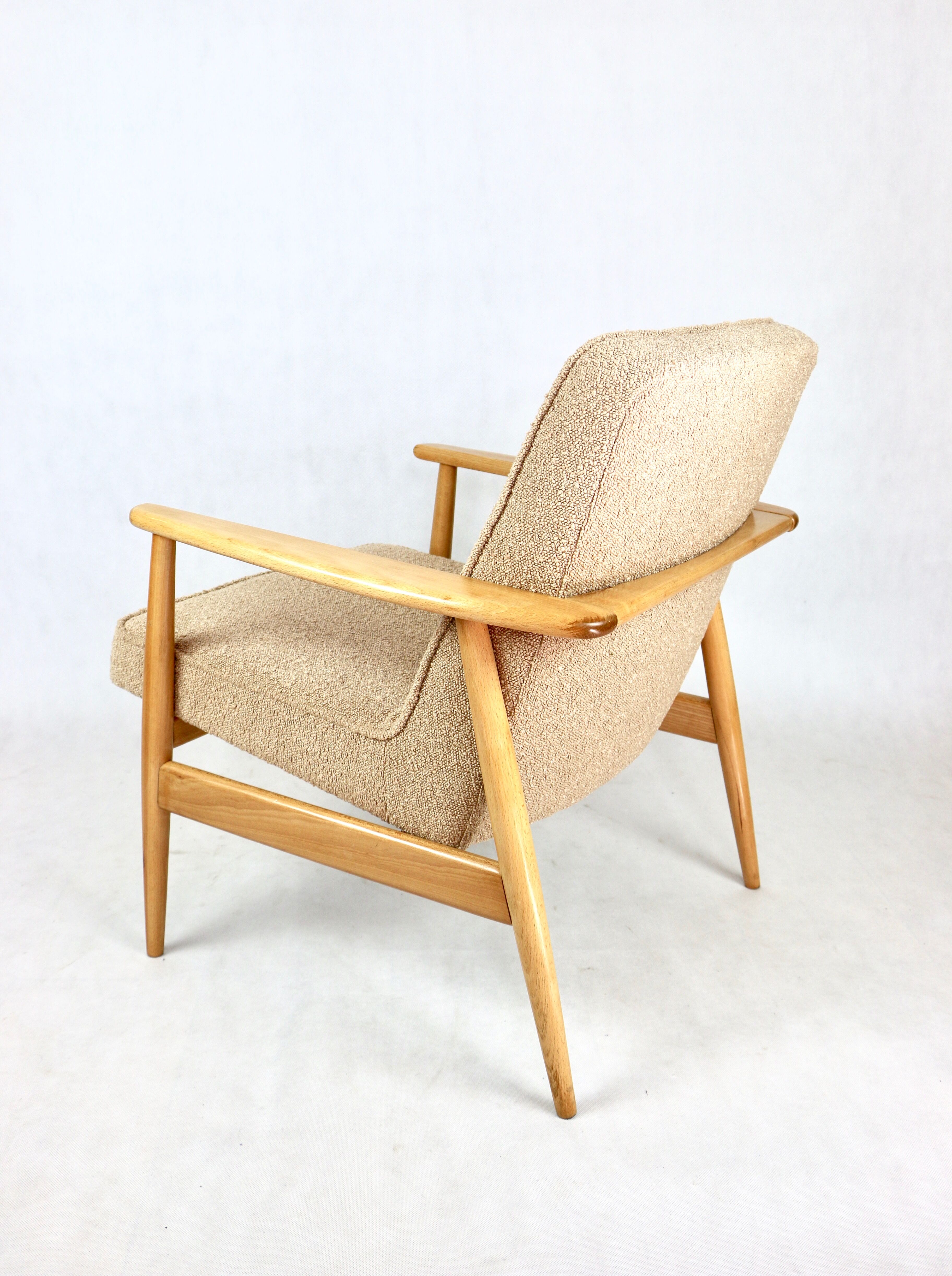 Beige boucle gfm63 lounge chair by J. Kedziorek, 1970s