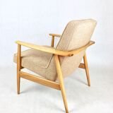Beige boucle gfm63 lounge chair by J. Kedziorek, 1970s