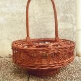 Rattan bar basket , portable , vintage
