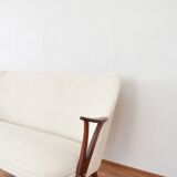 Mid-Century Norwegian Teak & Boucle Sofa, 1960s.