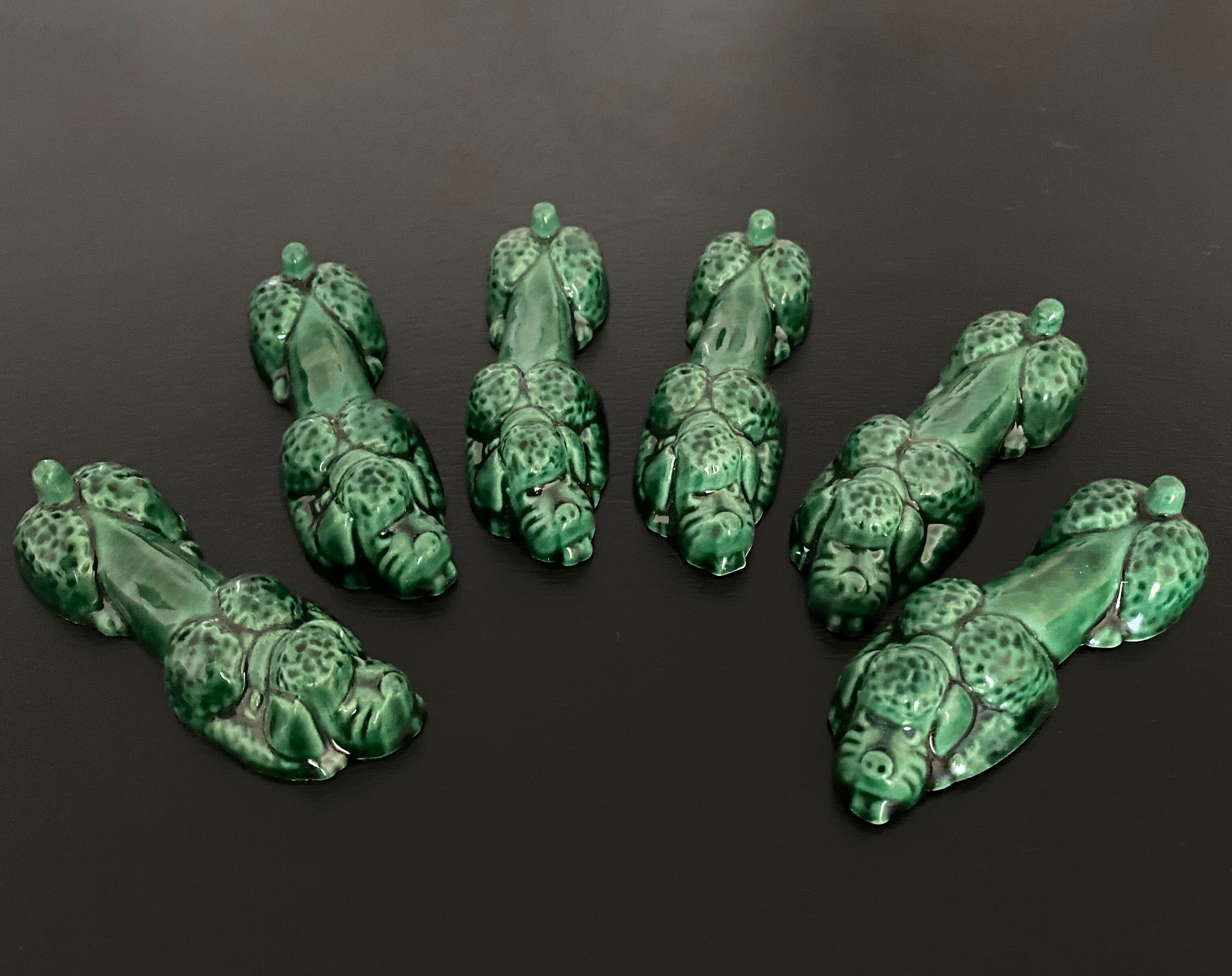 6 ceramic poodle knife holder