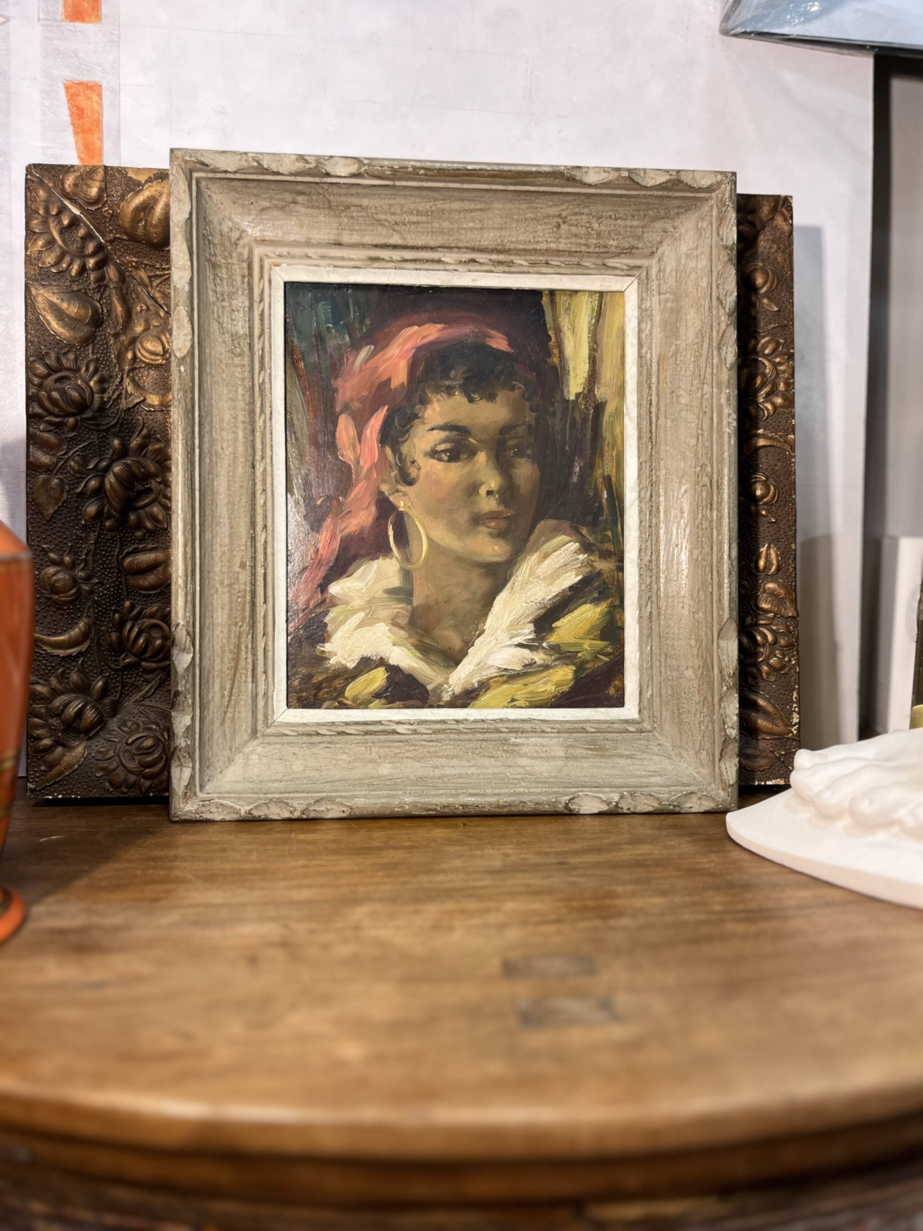 Óleo sobre tabla “Gitana”, 40’s - Francia