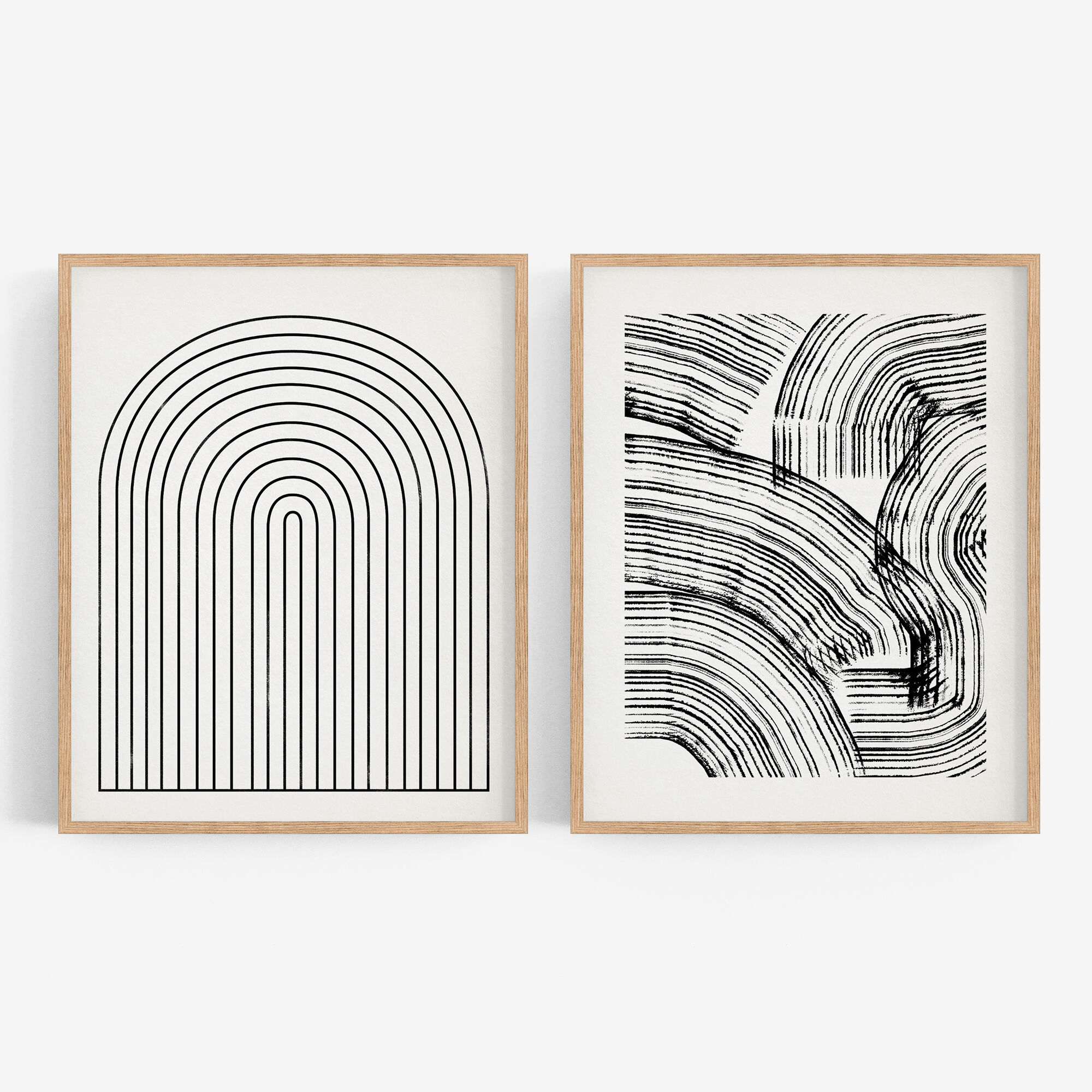 Pair of giclee prints, abstract wall art set of two, 50x70cm