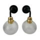 Set of two vintage electrified electrified glass wall lamps