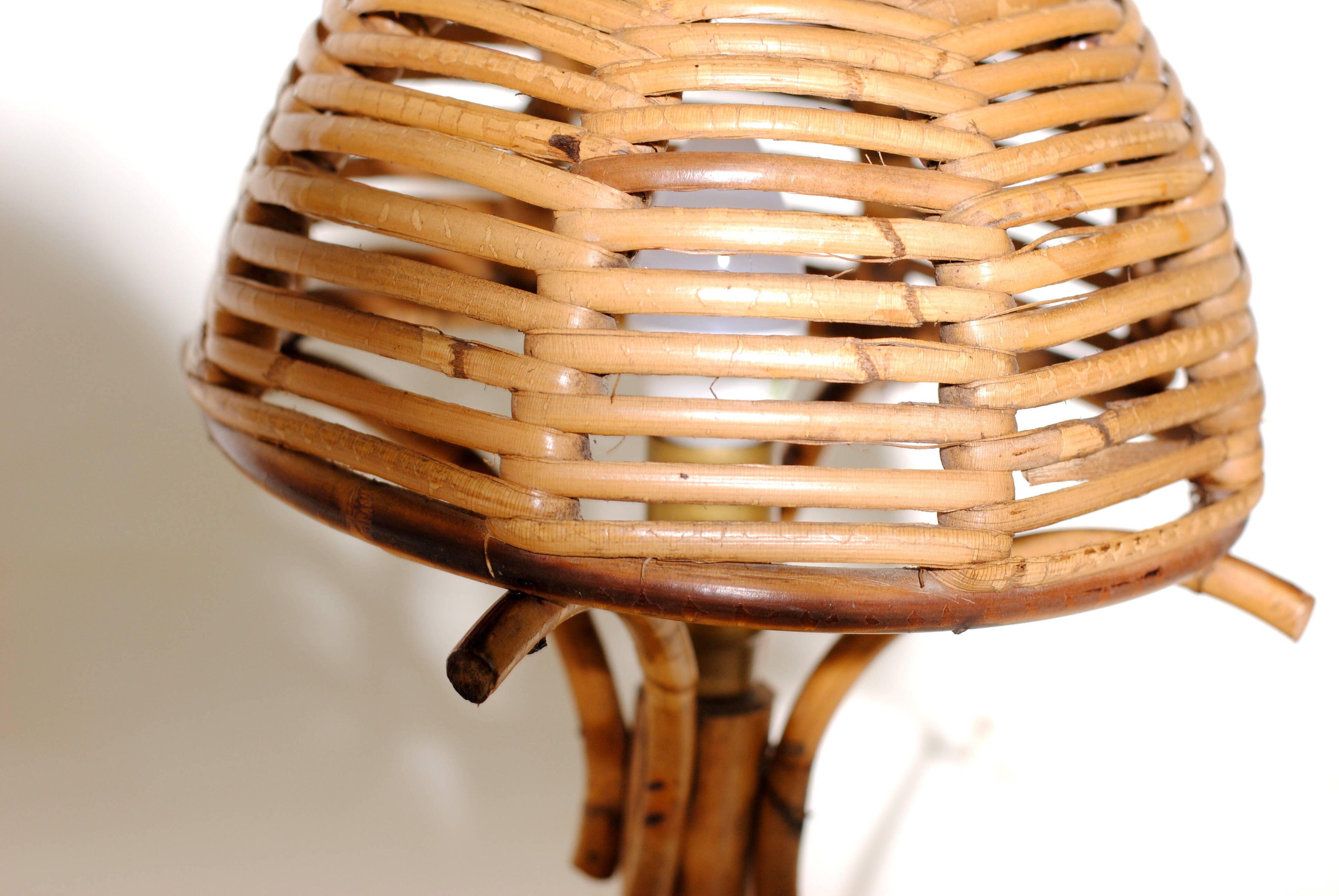 Lampe de Bureau Champignon en Bambou et rotin