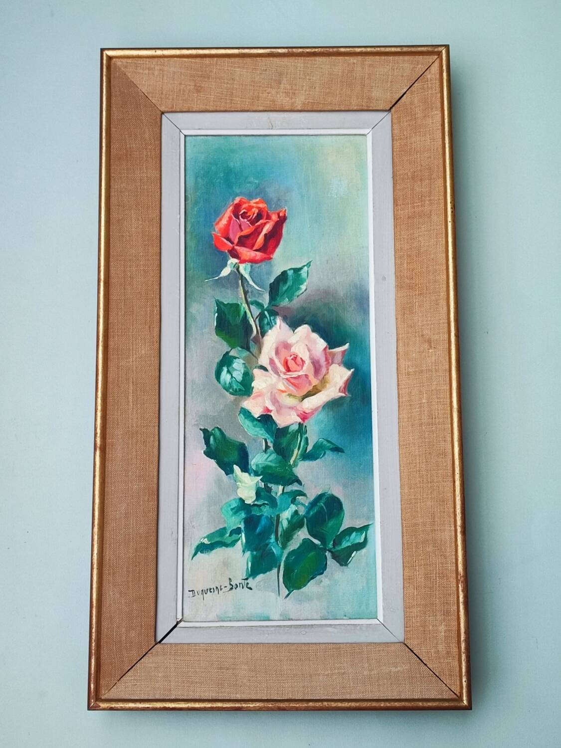 Paire de peintures à l'huile "Roses"