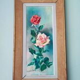 Paire de peintures à l'huile "Roses"