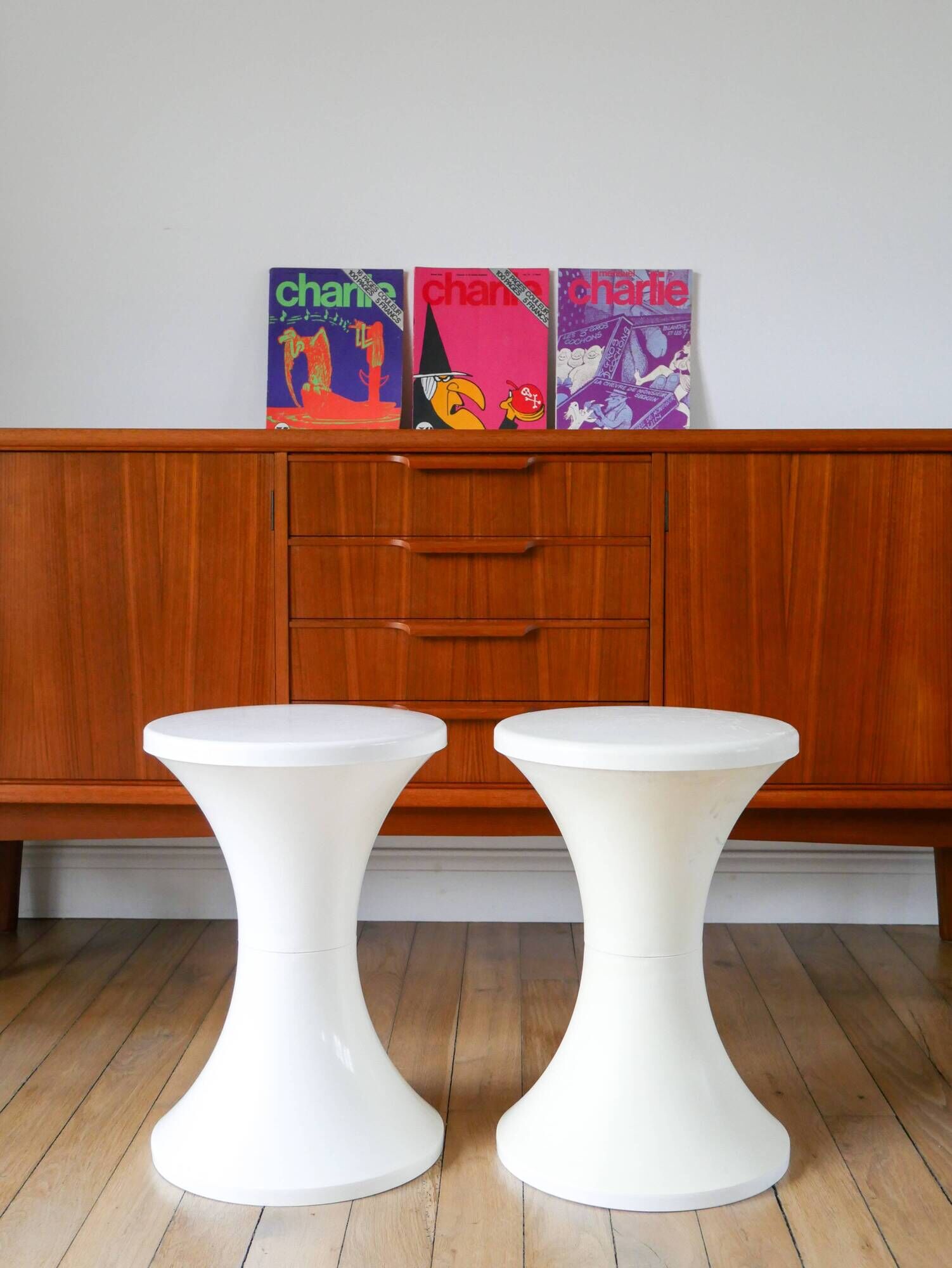 Pair of Tam-Tam stools Made in France Stamp 1970