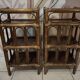 Pair of vintage bamboo and rattan bedside tables/shelves