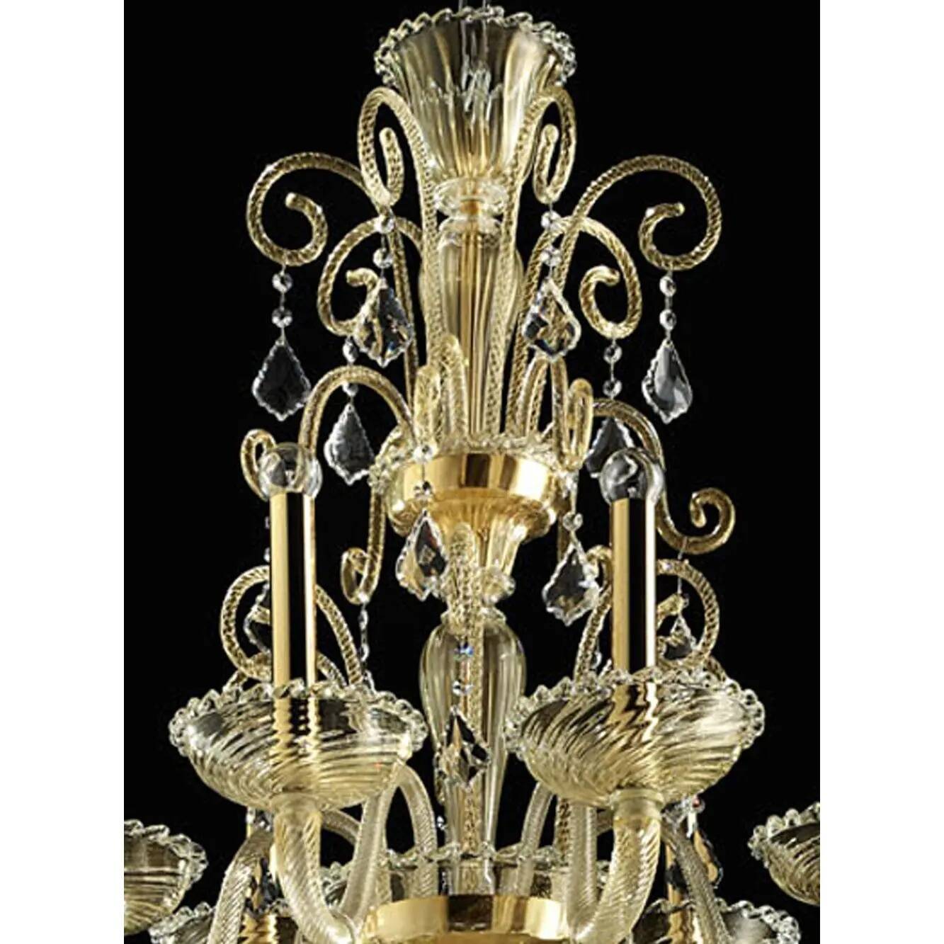 Imperial Gold "Curls" Murano Glass Venetian Chandelier