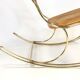 Vintage brass curved wooden rocking chair