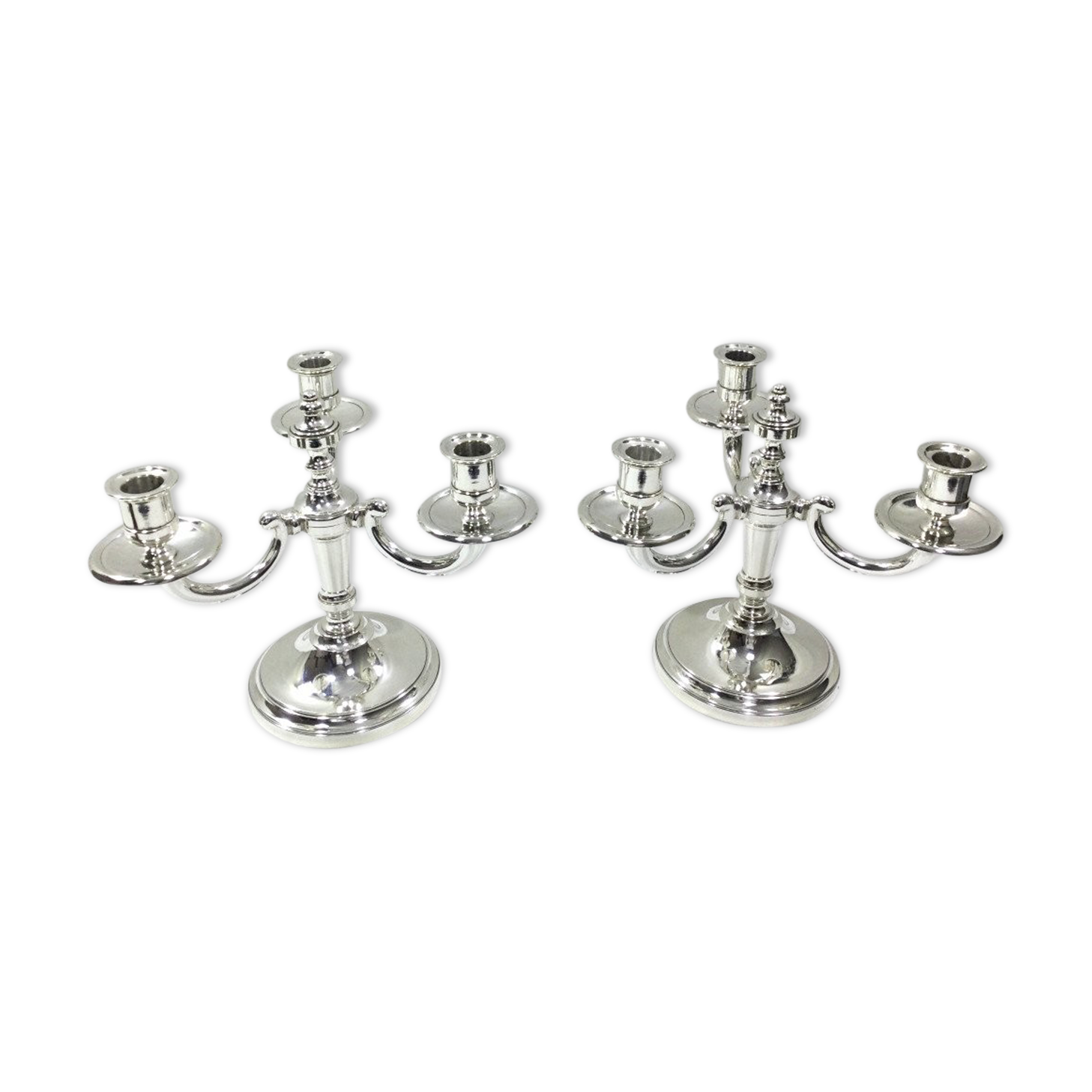 Pair of silver bronze candelabras