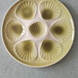 Lot of 8 vintage oyster plates moulin des loups - sage green - fran