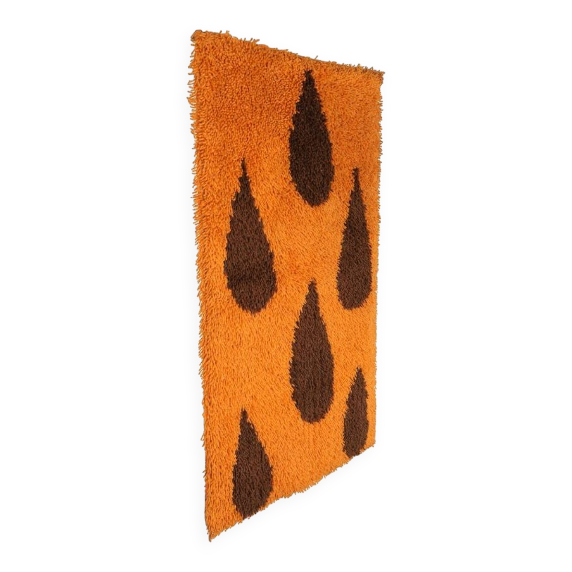 Big Danish mid-century wool tapestry / wall rug with drop motif / 1970s
