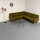 Ancien canapé d’angle modulable design scandinave en tissu vert 1960