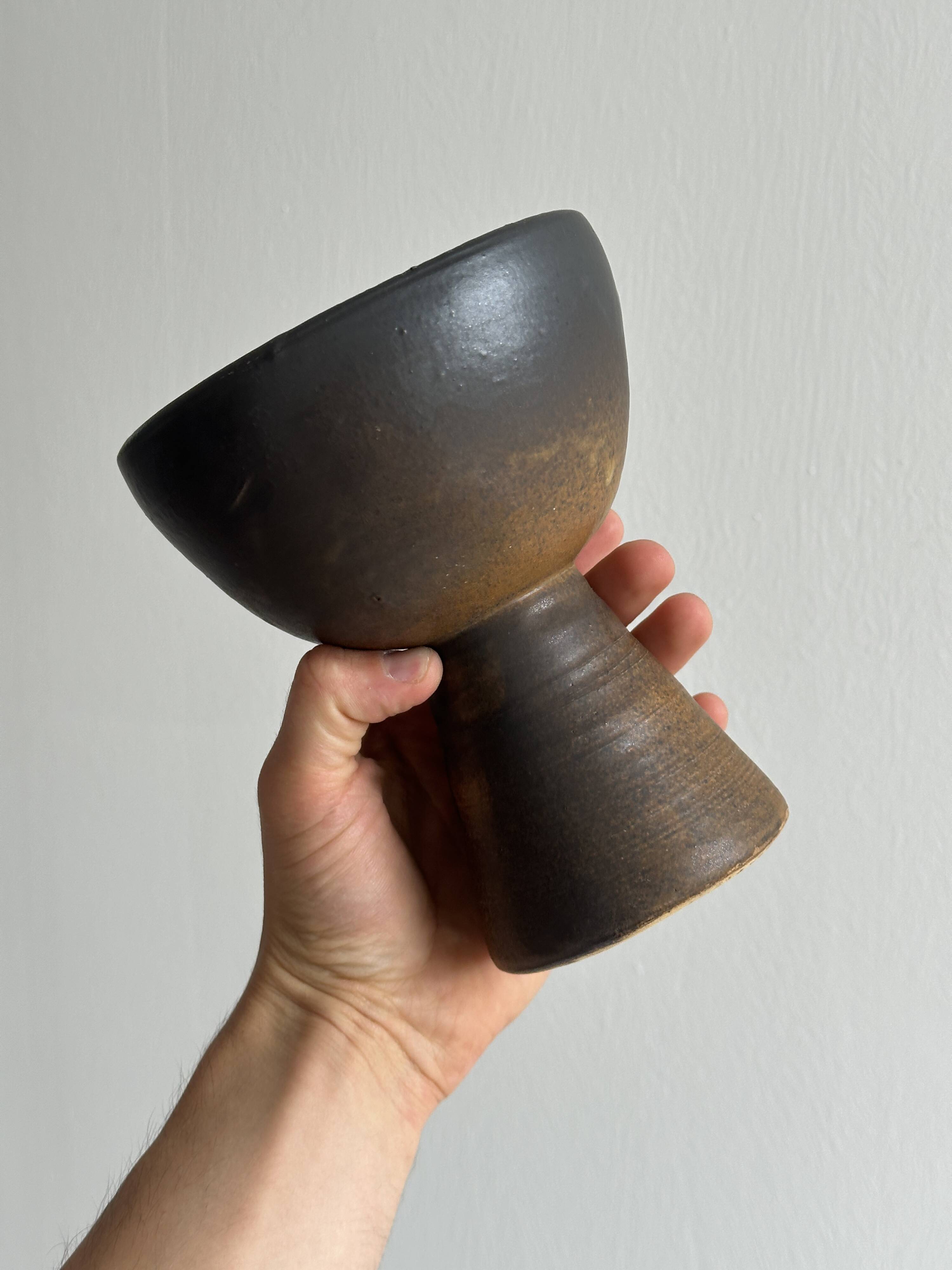 Dark brown raw ceramic cup