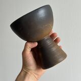 Dark brown raw ceramic cup