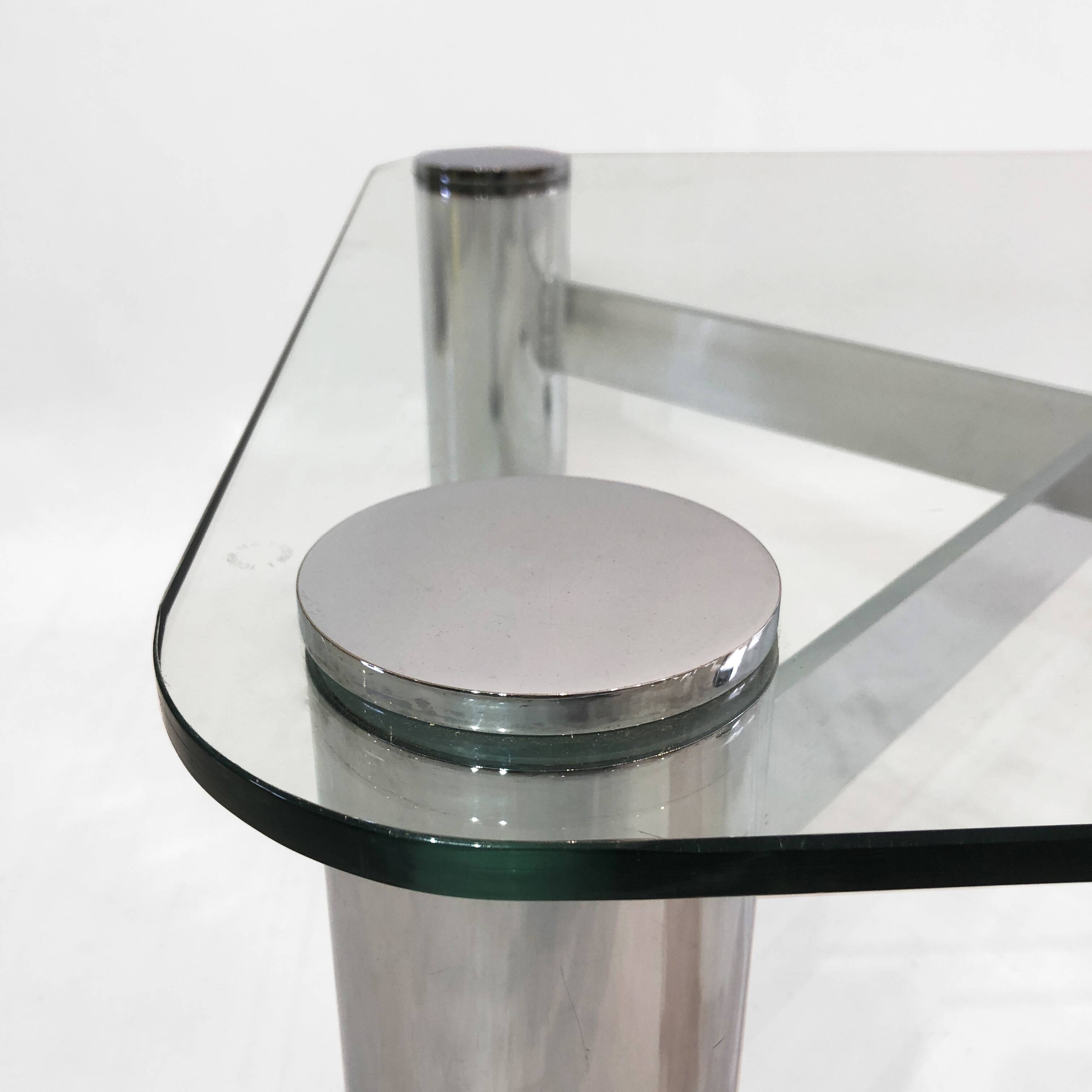 Pace Postmodern Coffee Table 1980s Vintage Retro Italy Chrome Glass