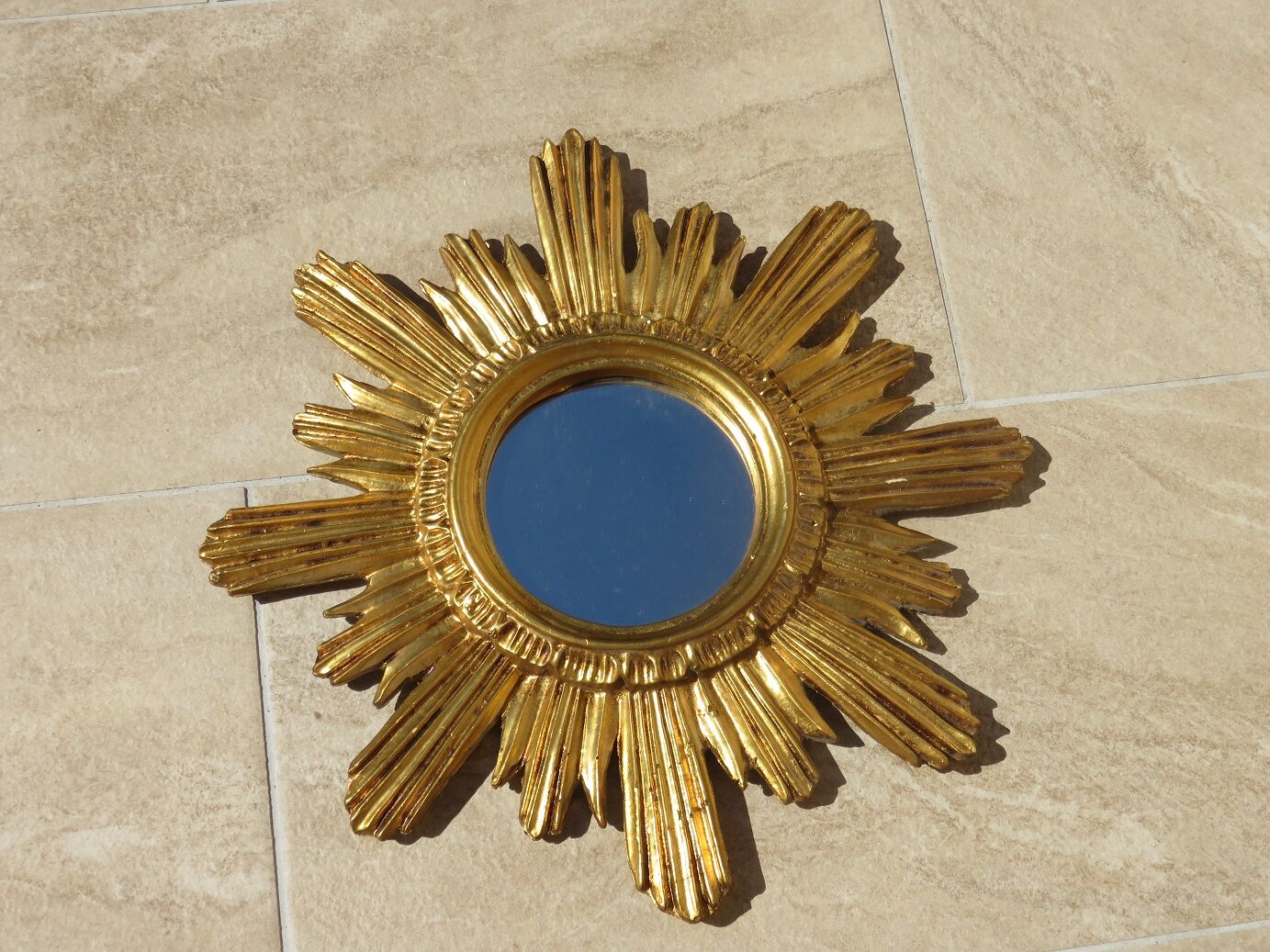 Mirror sun wood and resin 70s 45cm