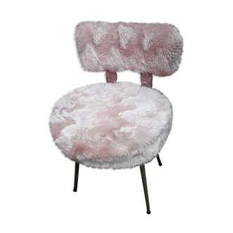 Chaise Pelfran moumoute rose