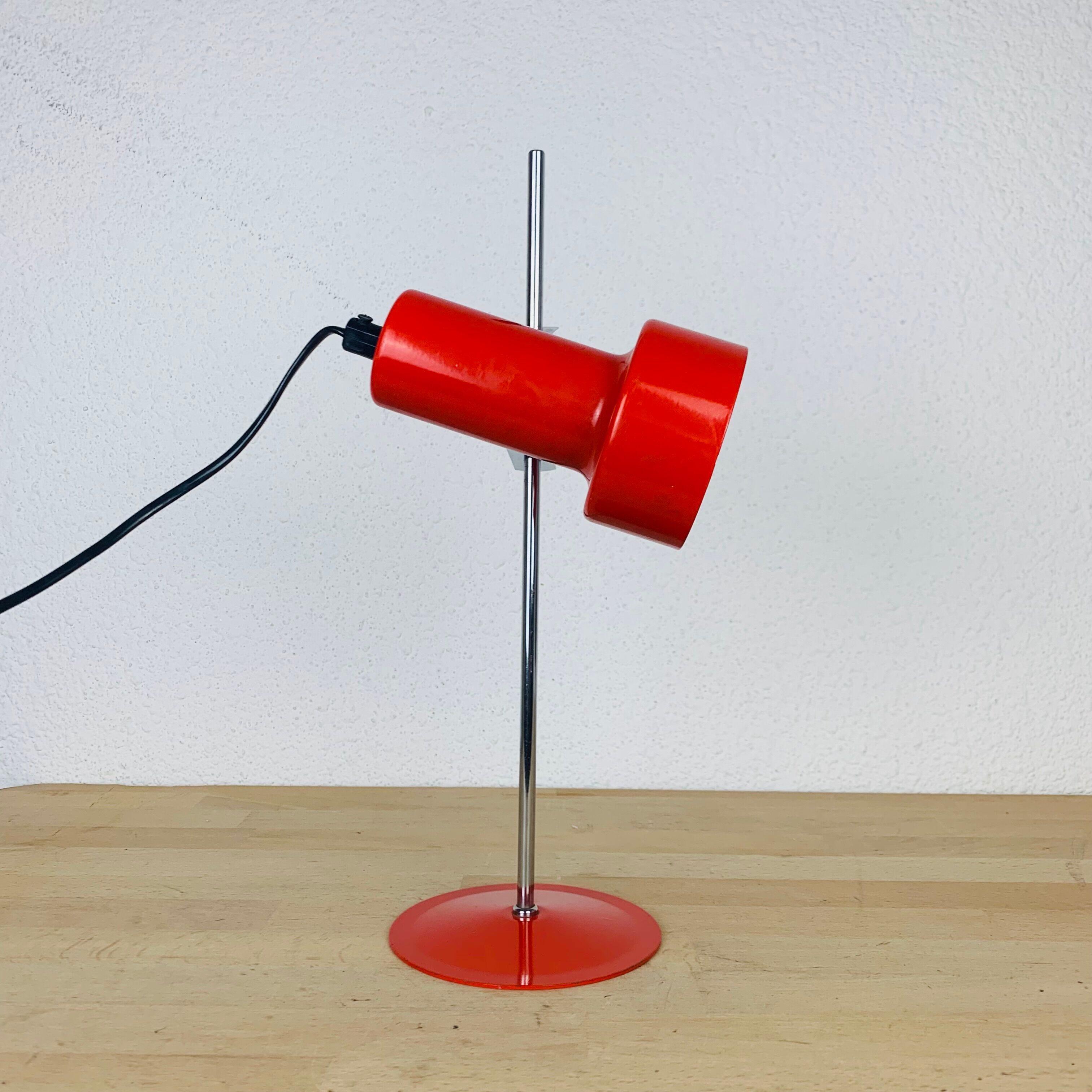 Spot desk lamp red chrome rod 70s
