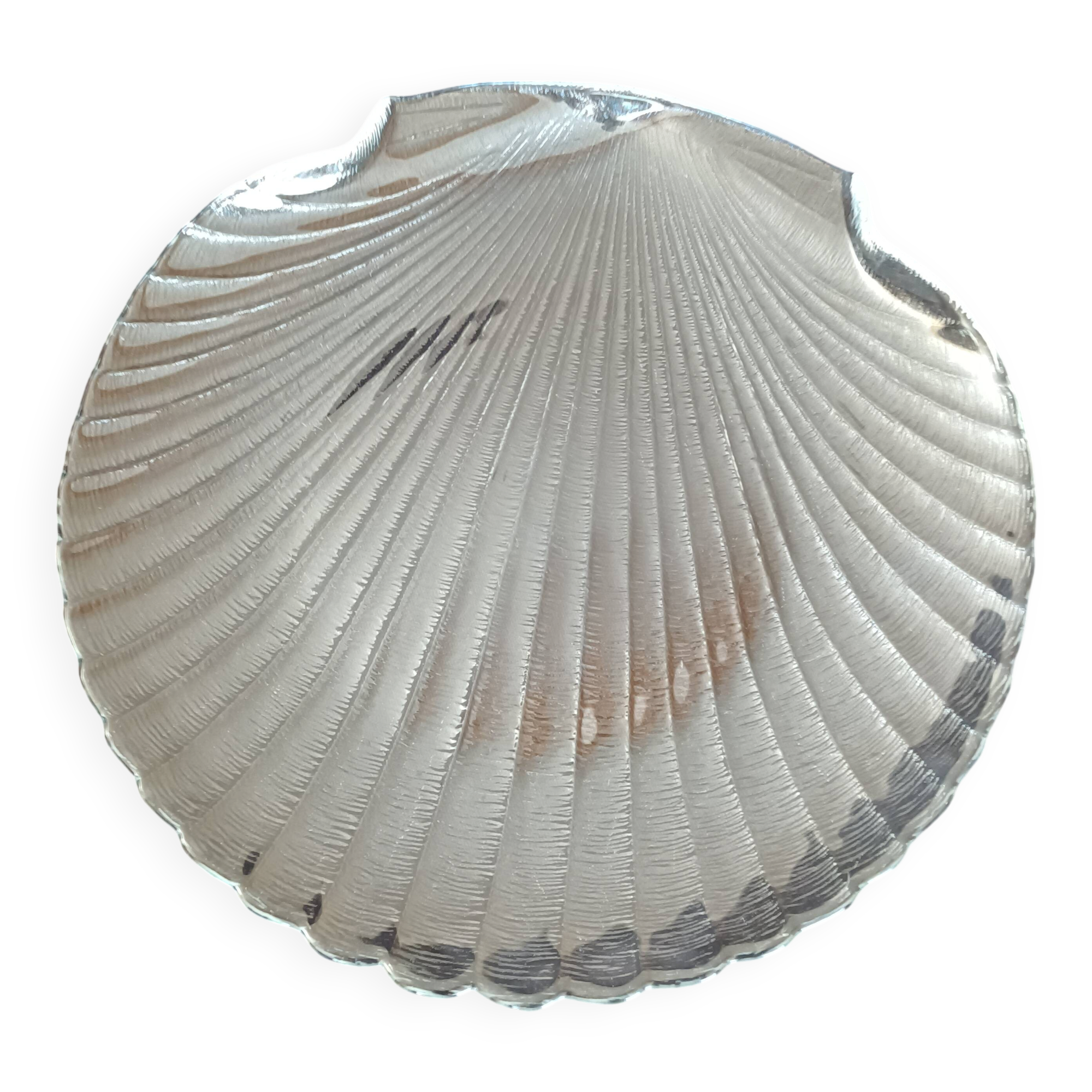 Plat de service en verre en forme  coquille Saint-Jacques
