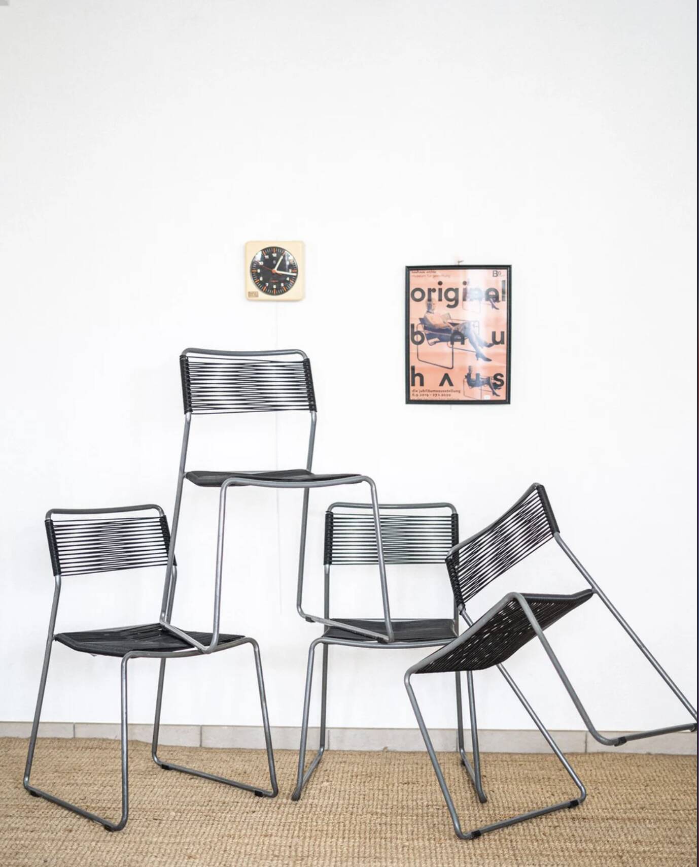 Ensemble de 4 chaises en scoubidou noir
