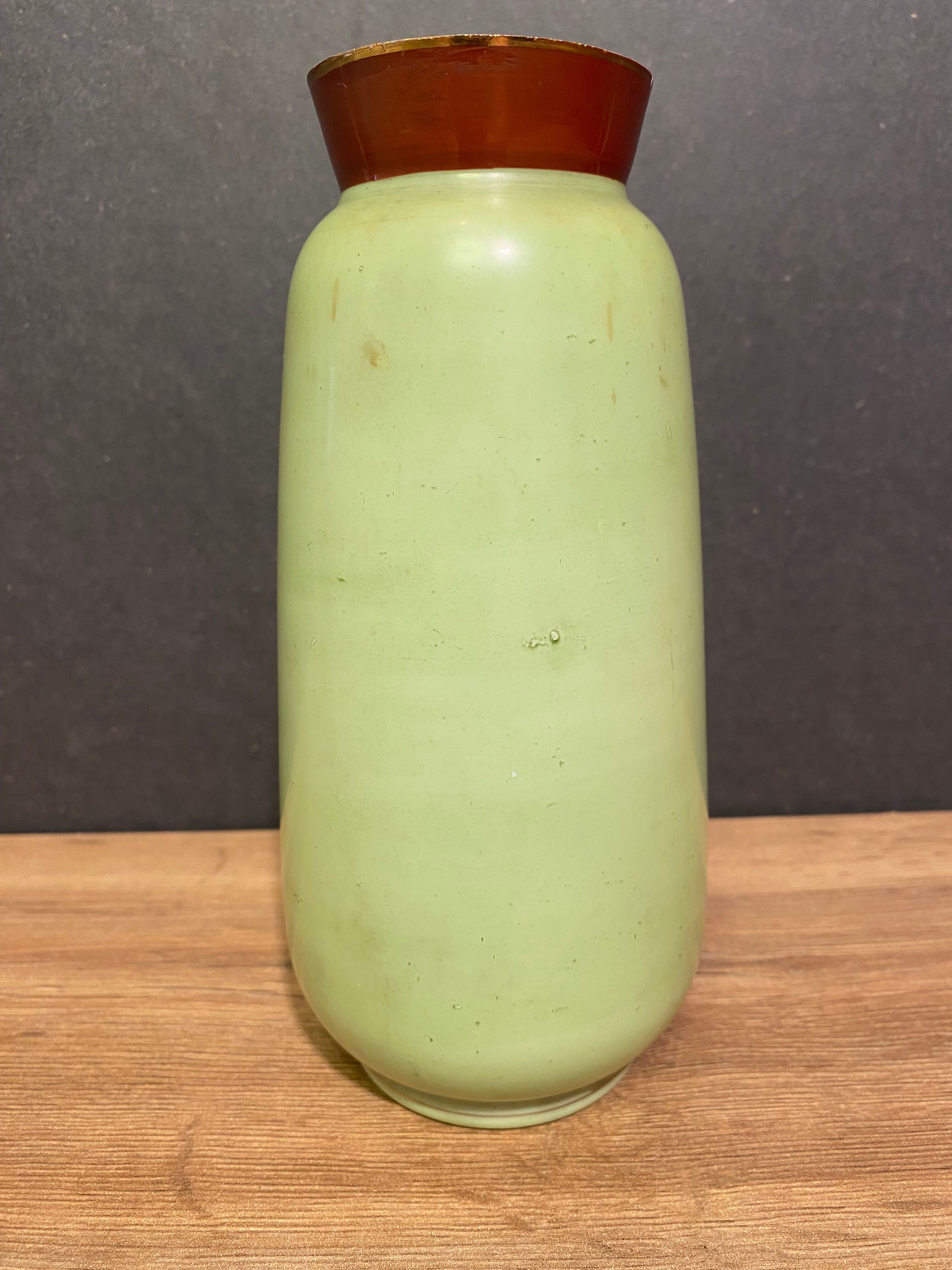 Opaline vase with fine nineteenth gold enamelled cartridge decoration