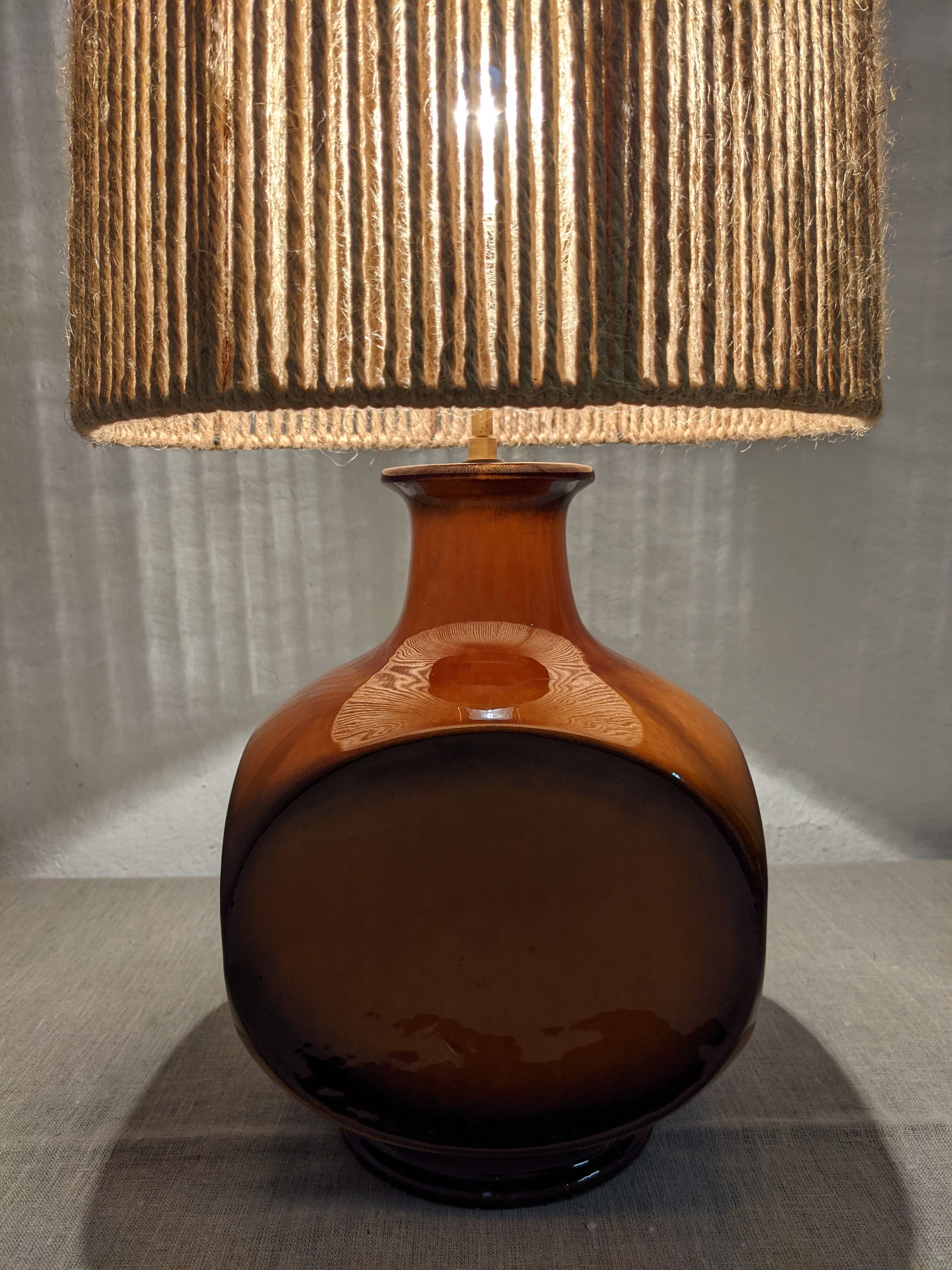 Vintage ceramic lamp and jute rope