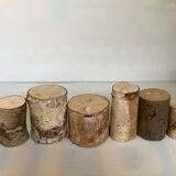 Six wooden candlesticks