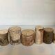 Six wooden candlesticks