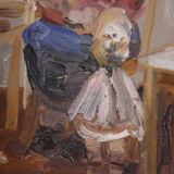 Original Swedish oil on canvas – “Figure in Interior” by Åke Wickström – vintage & framed – 57 × 66 cm