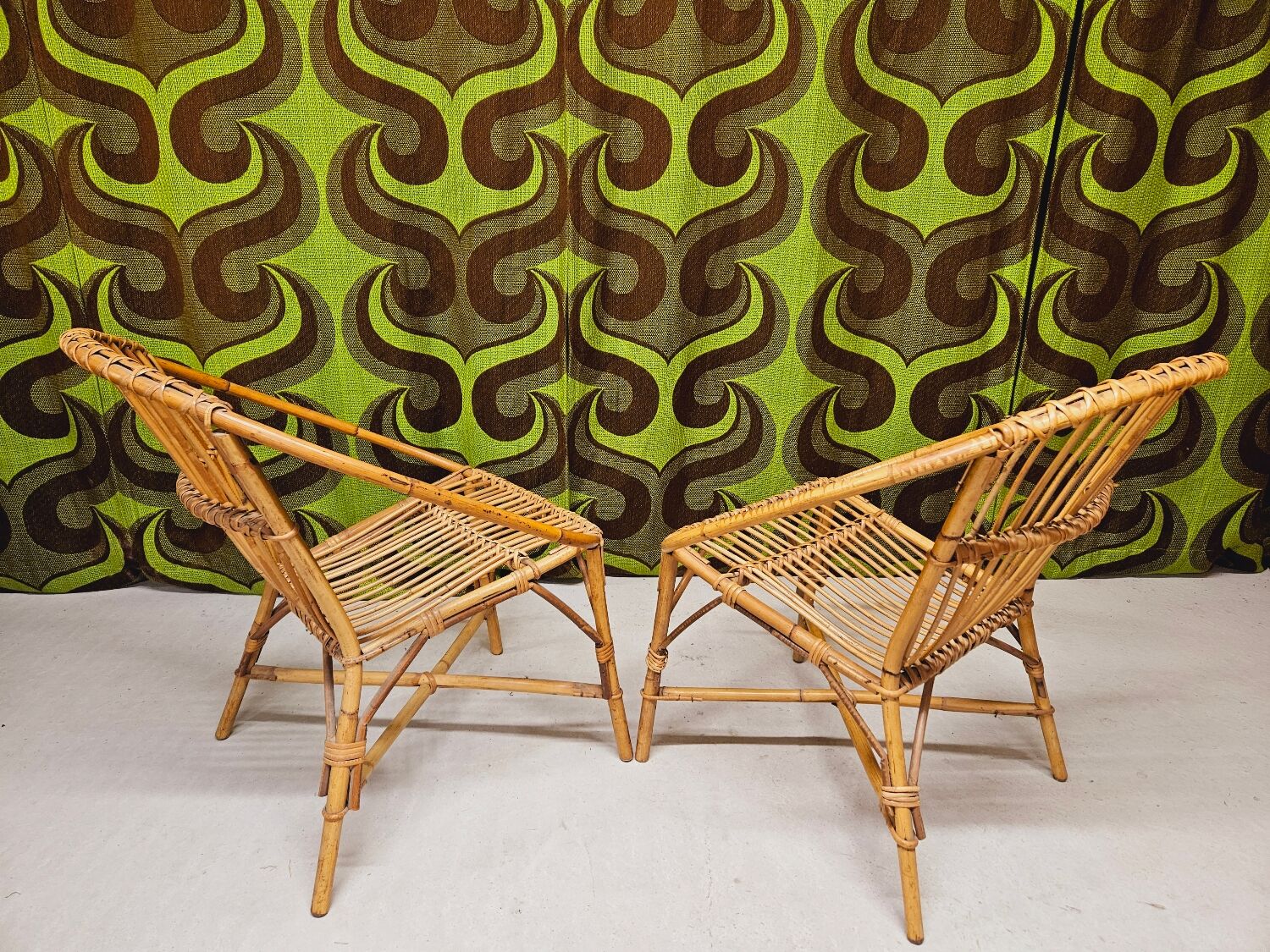 Garden lounge set in vintage bamboo rattan 1960