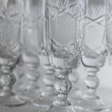 Transparent Crystal Champagne Glasses - Set of 12, Vintage Italian Glassware (1970s)