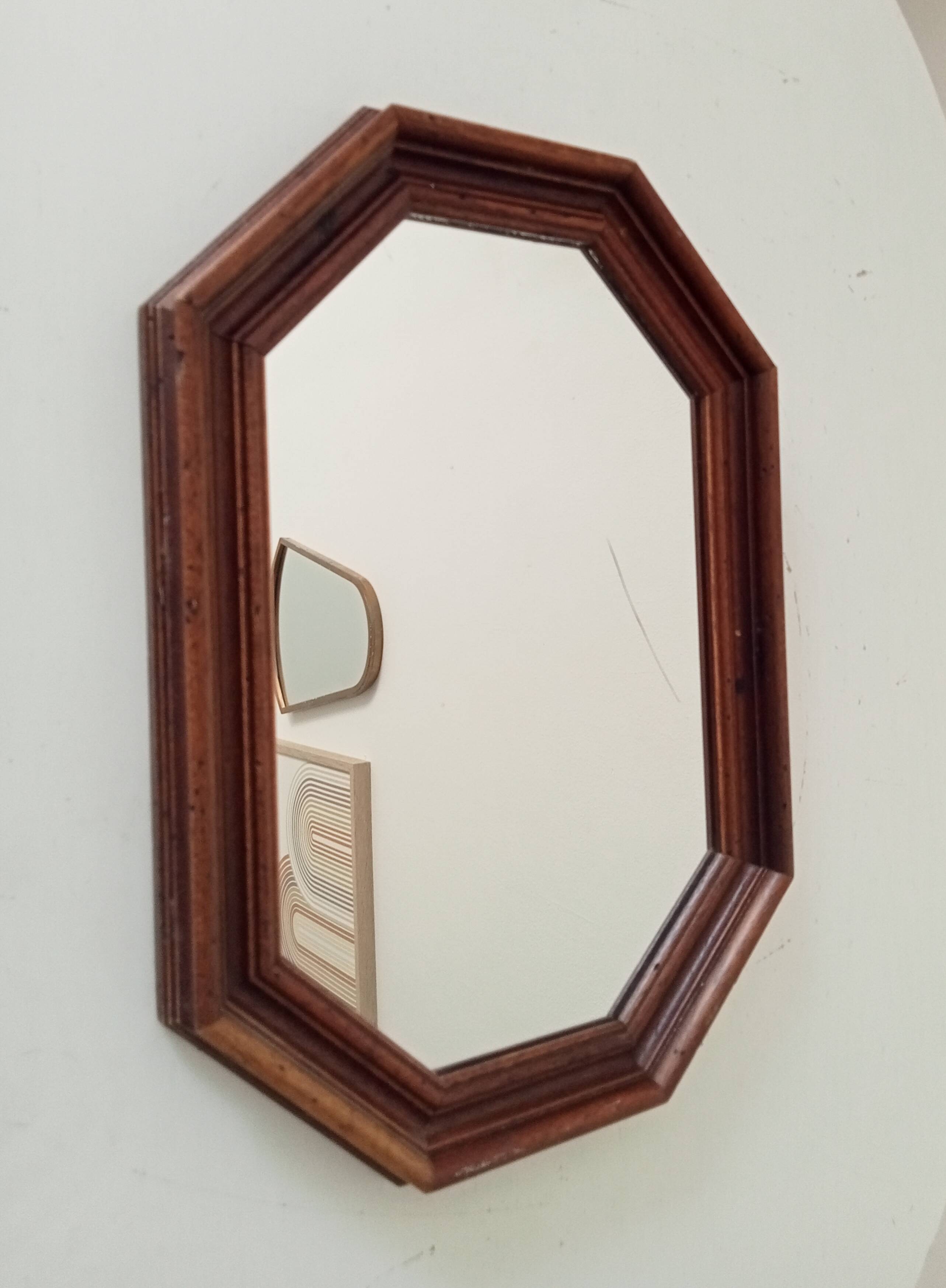 Vintage octagonal mirror from the 1960s.