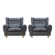 Ensemble de fauteuils en cuir noir des années 1970.
