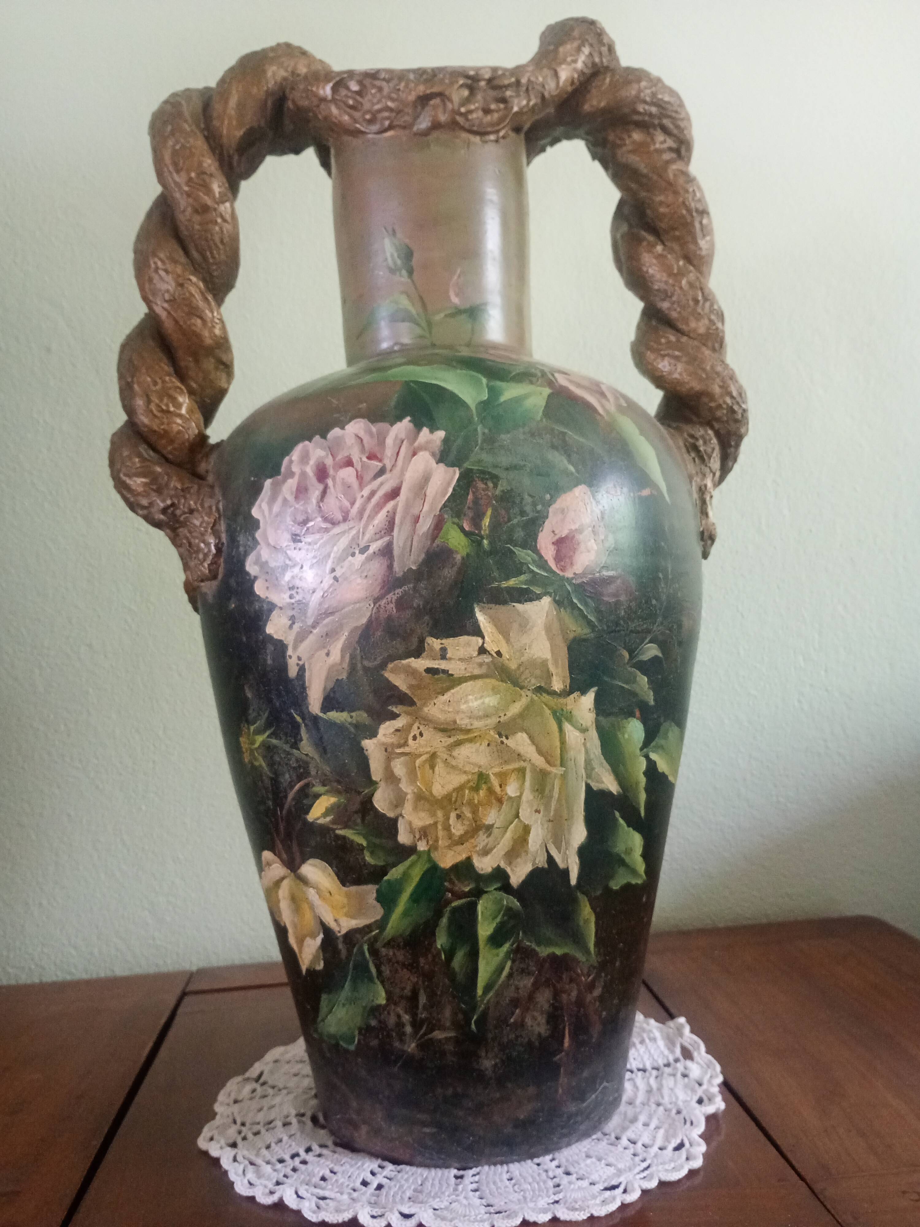 Double-handled vase with roses by Georges Weissenburger, École de Nancy.