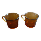 2 tasses Duralex ambrées vintage