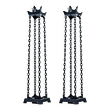 Pair of Gothic Iron Chain Link Free Standing Floor Candlesticks