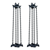 Pair of Gothic Iron Chain Link Free Standing Floor Candlesticks
