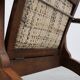 Arts & Craft oak armchair with spindle sides and tweed upholstery, Belgium