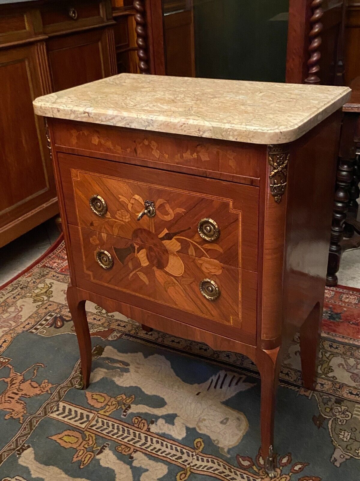 Louis XV Louis XVI style inlaid chest of drawers