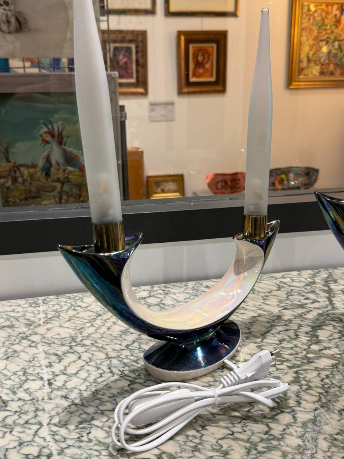 Pair of Verceram electric candlesticks – Space Age design – ceramic
