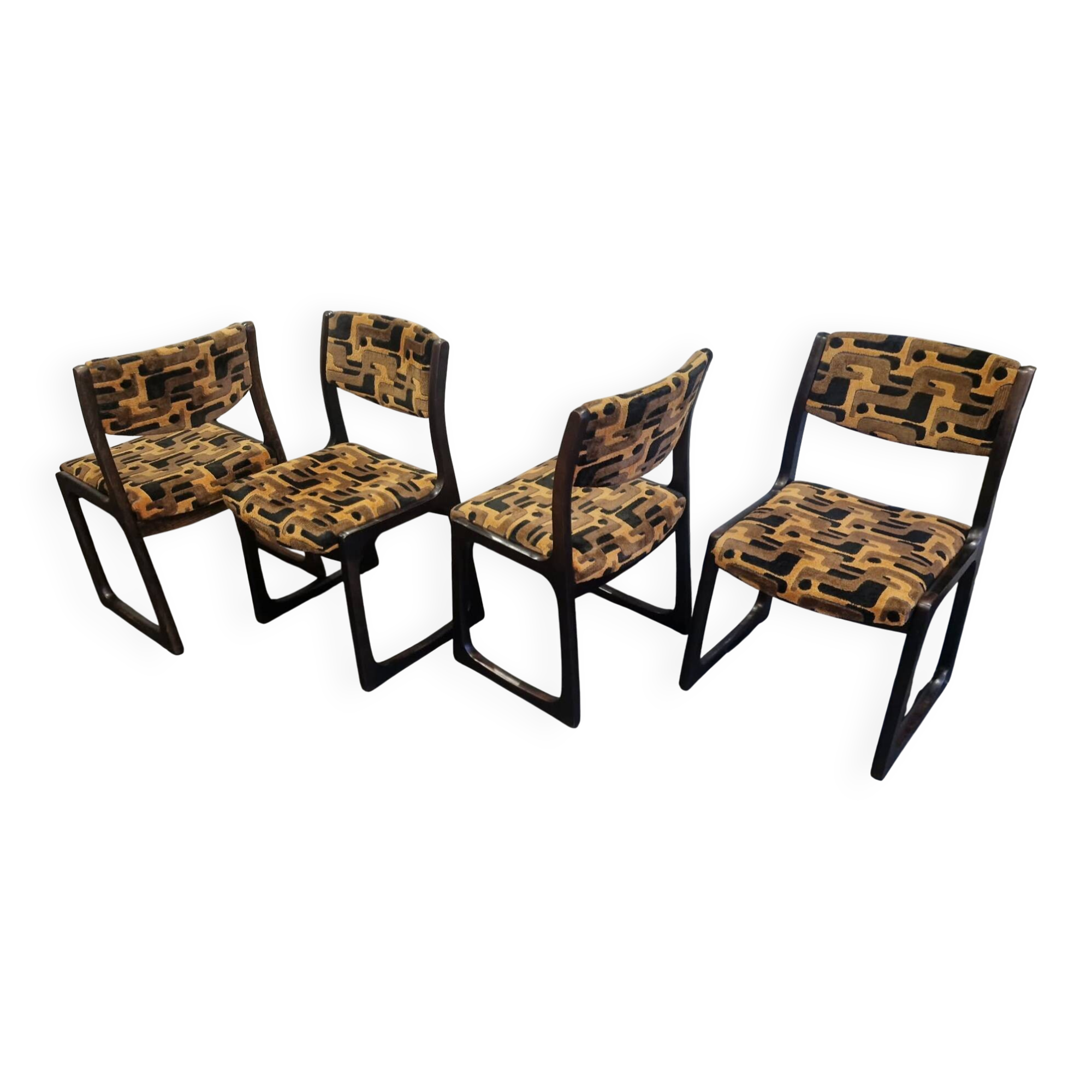 Set of 4 Baumann sled chairs, 1970s