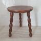 Turned wooden stool / tripod with round seat