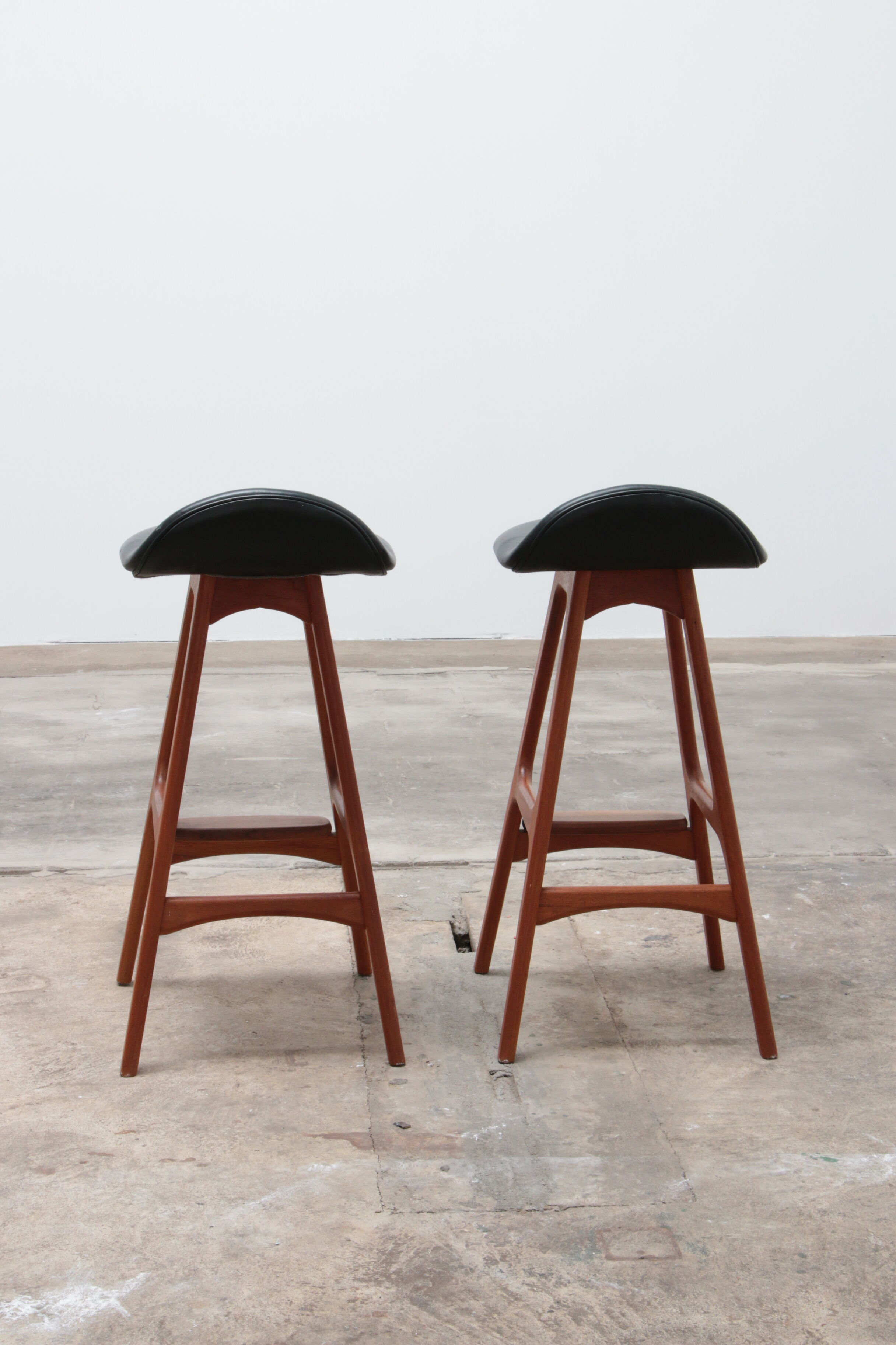 Set of two Erik Buch Teak wood bar stools 1960 Denmark