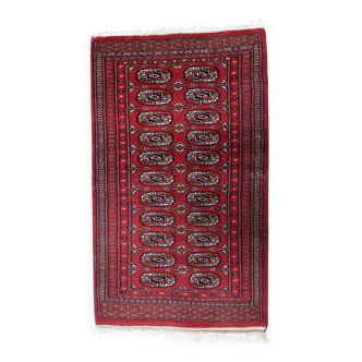 Handmade vintage Uzbek Bukhara rug 86cm x 125cm, 1960s